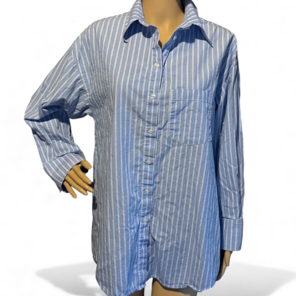 💰BOGO FREE H&M Oversized Striped Sleep Lounge Shirt Top